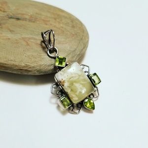 💎Agate & Peridot Sterling Silver Pendant Christmas Stocking Stuffers Gift Idea